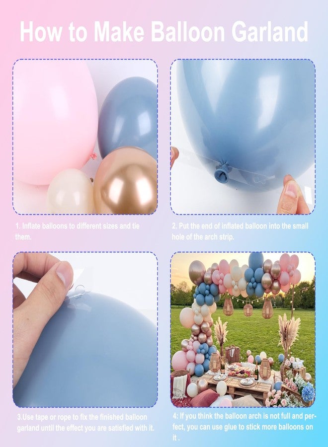 RUBFAC 144 Pcs Gender Reveal Dusty Blue Light Pink Balloons Garland Arch Kit, Different Sizes 18 12 10 5 Inch Latex Metallic Balloon for Boho Bachelorette Birthday Wedding Bear Theme Decorations - Image 3