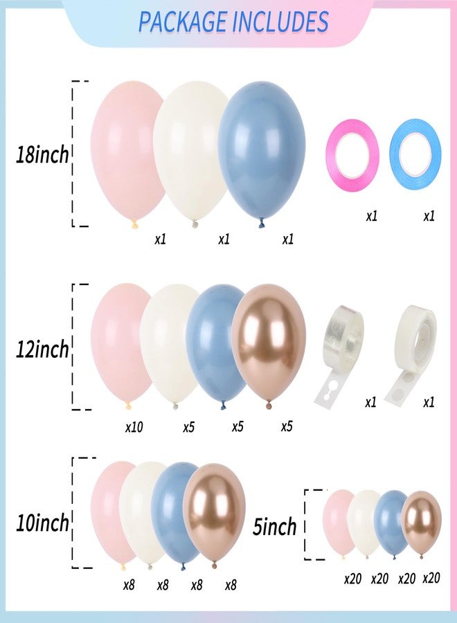 RUBFAC 144 Pcs Gender Reveal Dusty Blue Light Pink Balloons Garland Arch Kit, Different Sizes 18 12 10 5 Inch Latex Metallic Balloon for Boho Bachelorette Birthday Wedding Bear Theme Decorations - Image 2