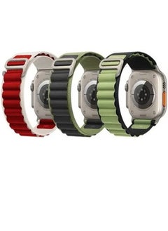 3Pack for Apple Watch Alpine Loop Band 49mm/45mm/44mm Nylon Woven Sport Strap Compatible with iWatch Series 8/Ultra/7/SE/6/5/4/3/2/1 Red White/Green Black/Black Green