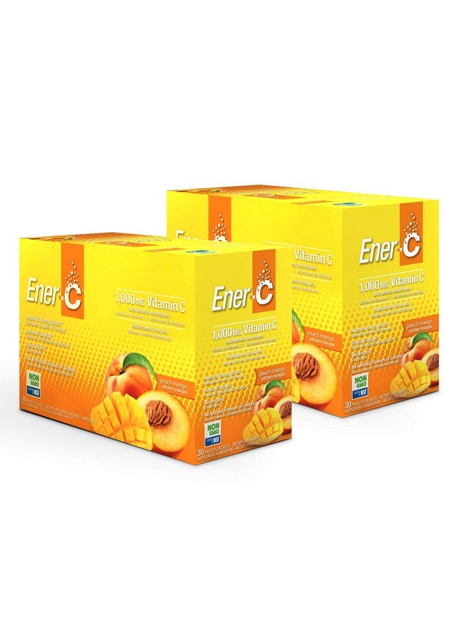 Ener-C Peach Mango Multivitamin Drink Mix 1000Mg Vitamin C Nongmo Vegan Real Fruit Juice Powders Natural Immunity Support Electrolytes Gluten Free 30 Count (Pack Of 2) - Image 2