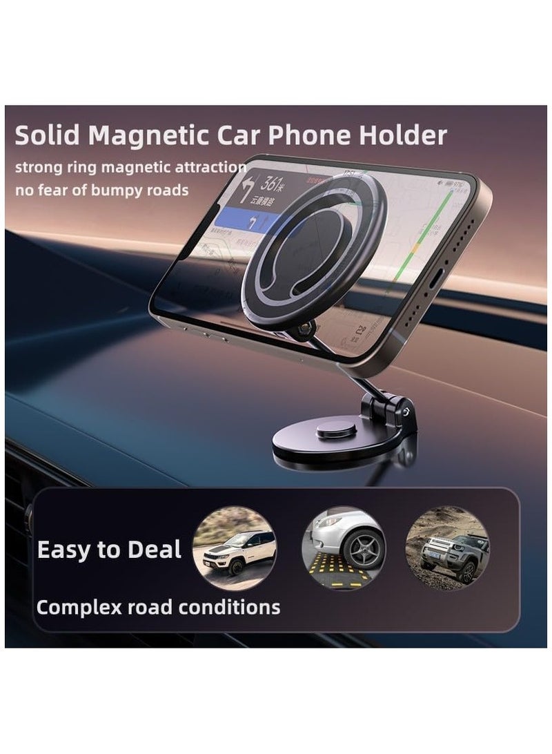 TIGER Alloy Folding Magnetic Phone Holder for Car 2023 Magnetic Phone Mount for Car [44 Strong Magnets] 360° Rotation Magnetic Universal Dashboard Cell Phone Holder Car Mount - Image 3