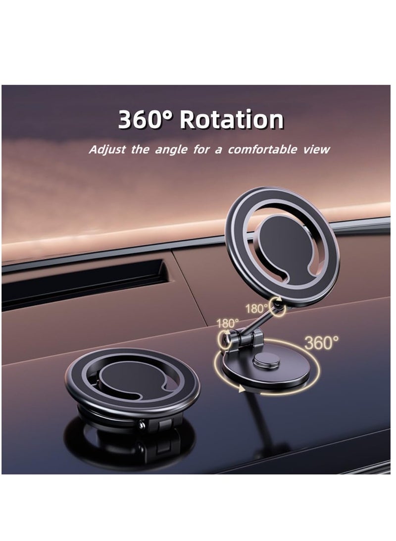 TIGER Alloy Folding Magnetic Phone Holder for Car 2023 Magnetic Phone Mount for Car [44 Strong Magnets] 360° Rotation Magnetic Universal Dashboard Cell Phone Holder Car Mount - Image 2