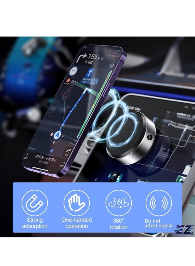 ELTRAZONE "Vacuum Magnetic Suction Cup Phone Mount – 360° Rotation Magnetic Car Holder, Adjustable Windshield & Dashboard Mount (Silver)" - Image 2