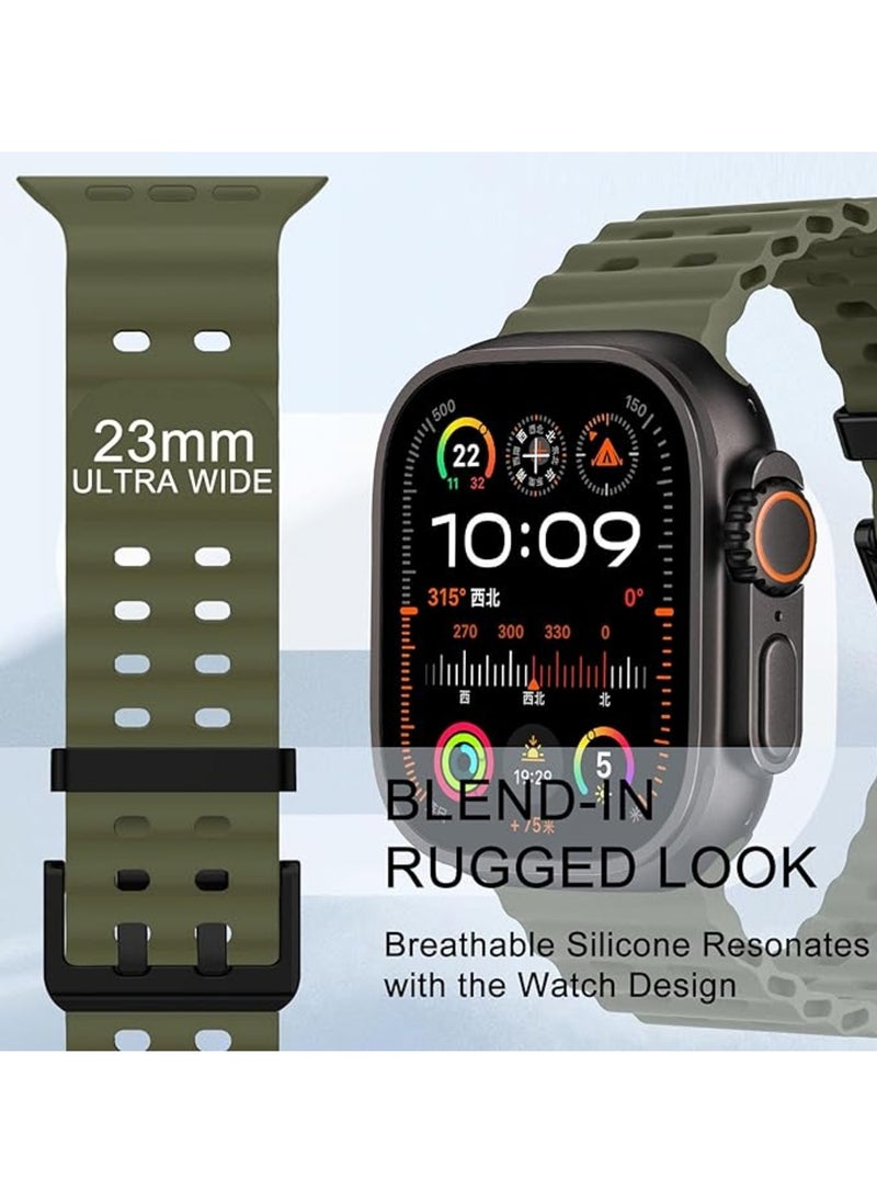 TEMPO - Ocean Silicone Sport Rugged Watch Band Compatible with Apple Watch Ultra 2/Ultra Bands 49mm 46mm 45mm 44mm 42mm for Men Women, Breathable Soft Waterproof Strap for for iwatch Series 10 9 8 7 6 5 4 3 2 1 SE - Image 1