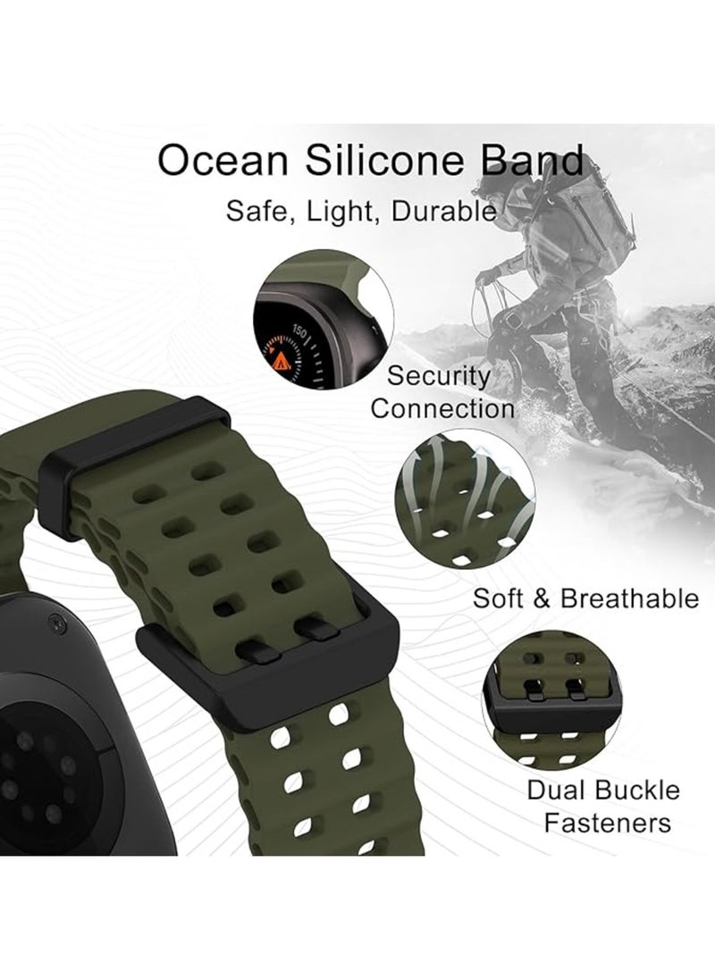TEMPO - Ocean Silicone Sport Rugged Watch Band Compatible with Apple Watch Ultra 2/Ultra Bands 49mm 46mm 45mm 44mm 42mm for Men Women, Breathable Soft Waterproof Strap for for iwatch Series 10 9 8 7 6 5 4 3 2 1 SE - Image 1