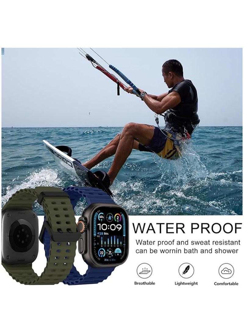 TEMPO - Ocean Silicone Sport Rugged Watch Band Compatible with Apple Watch Ultra 2/Ultra Bands 49mm 46mm 45mm 44mm 42mm for Men Women, Breathable Soft Waterproof Strap for for iwatch Series 10 9 8 7 6 5 4 3 2 1 SE - Image 1