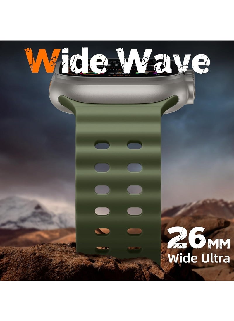 TEMPO - Ocean Silicone Sport Rugged Watch Band Compatible with Apple Watch Ultra 2/Ultra Bands 49mm 46mm 45mm 44mm 42mm for Men Women, Breathable Soft Waterproof Strap for for iwatch Series 10 9 8 7 6 5 4 3 2 1 SE - Image 1