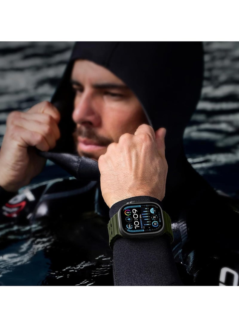 TEMPO - Ocean Silicone Sport Rugged Watch Band Compatible with Apple Watch Ultra 2/Ultra Bands 49mm 46mm 45mm 44mm 42mm for Men Women, Breathable Soft Waterproof Strap for for iwatch Series 10 9 8 7 6 5 4 3 2 1 SE - Image 1