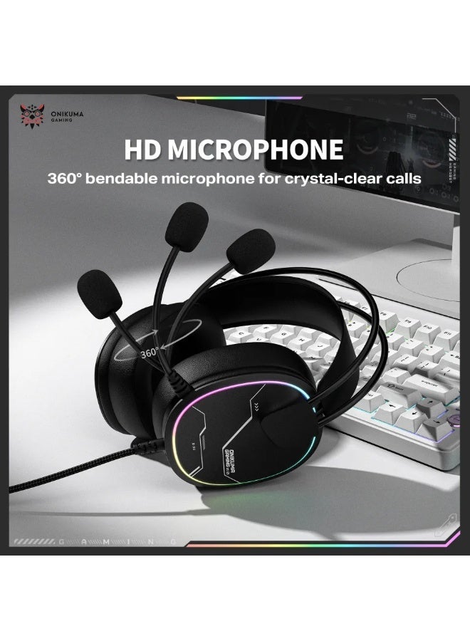 Onikuma X91 Gaming Wired Headset with Microphone & RGB Lighting - Image 3