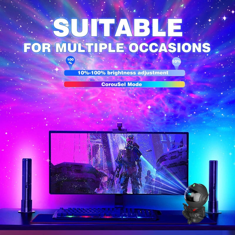 Luckam جهاز عرض ضوء رائد الفضاء، جهاز عرض المجرة لغرفة النوم، جهاز عرض النجوم ضوء المجرة، ضوء ليلي للأطفال، تزيين غرفة الأولاد والبنات، مسرح منزلي، سقف، مؤقت، تحكم عن بعد - Image 3