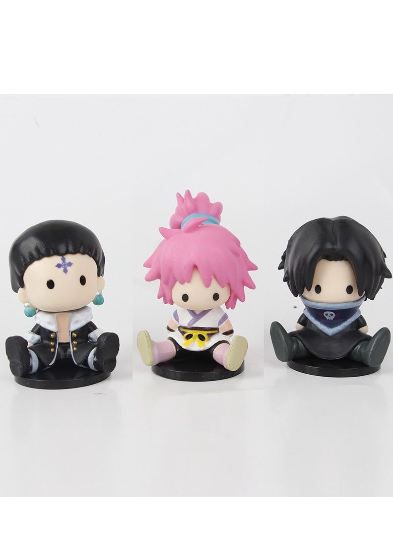 Generic - Hunter x Hunter Season 4 Sitting Pose Figurine Set - 6 Pieces include Leorio, Killua, Kurapika, Hisoka, Illumi and Gon with Big Eyes for Display and Collection - Image 1