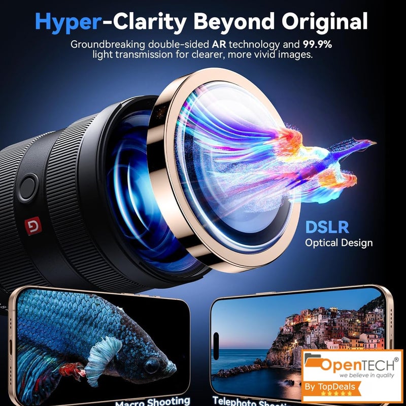 OpenTech ® Premium Camera Lens Protector Tempered Glass Compatible For iPhone 16 Pro Max / 16 Pro with Individual Camera Lens Ring Protector (Desert Titanium) - Image 5