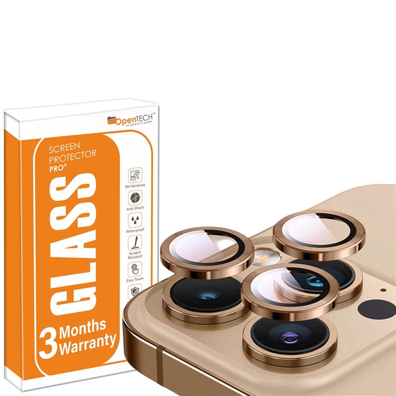 OpenTech ® Premium Camera Lens Protector Tempered Glass Compatible For iPhone 16 Pro Max / 16 Pro with Individual Camera Lens Ring Protector (Desert Titanium) - Image 1