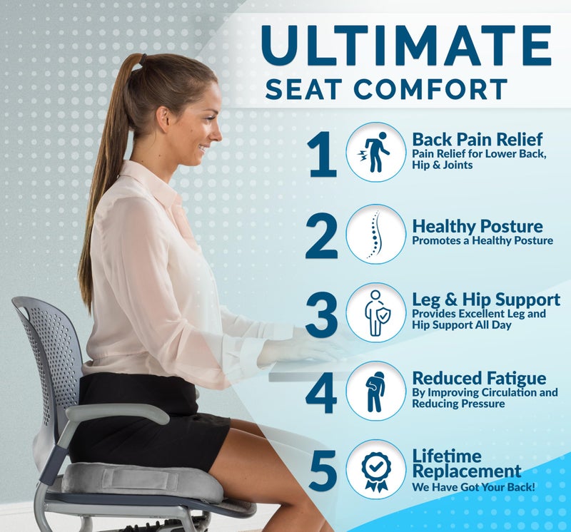 ComfiLife Premium Comfort Seat Cushion - Non-Slip Orthopedic 100% Memory Foam Coccyx Cushion for Tailbone Pain - Cushion for Office Chair Car Seat - Back Pain & Sciatica Relief (Gray) - Image 3