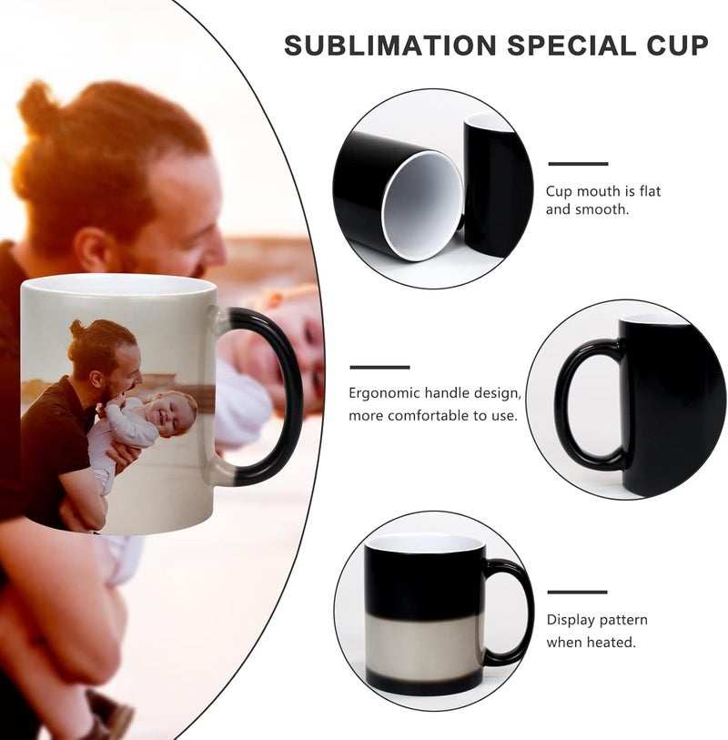 MAIKESUB 11oz Color Changing Mugs Sublimation Ceramic Coffee Mugs Set of 6 Pcs Mugs Porcelain Espresso CupsMagic Mugs DIY for Coffee Soup Tea Milk Latte Hot Cocoa etc - Image 3