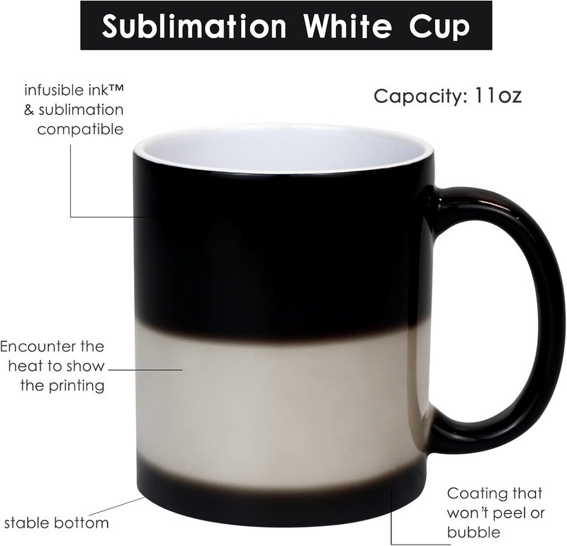 MAIKESUB 11oz Color Changing Mugs Sublimation Ceramic Coffee Mugs Set of 6 Pcs Mugs Porcelain Espresso CupsMagic Mugs DIY for Coffee Soup Tea Milk Latte Hot Cocoa etc - Image 4