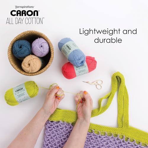Caron All Day Cotton - 3 Pack of 173 Yards/3.52 oz, Cherry, 100% Mercerized Cotton Yarn - Image 3