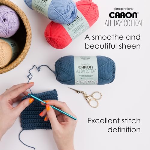 Caron All Day Cotton - 3 Pack of 173 Yards/3.52 oz, Cherry, 100% Mercerized Cotton Yarn - Image 5