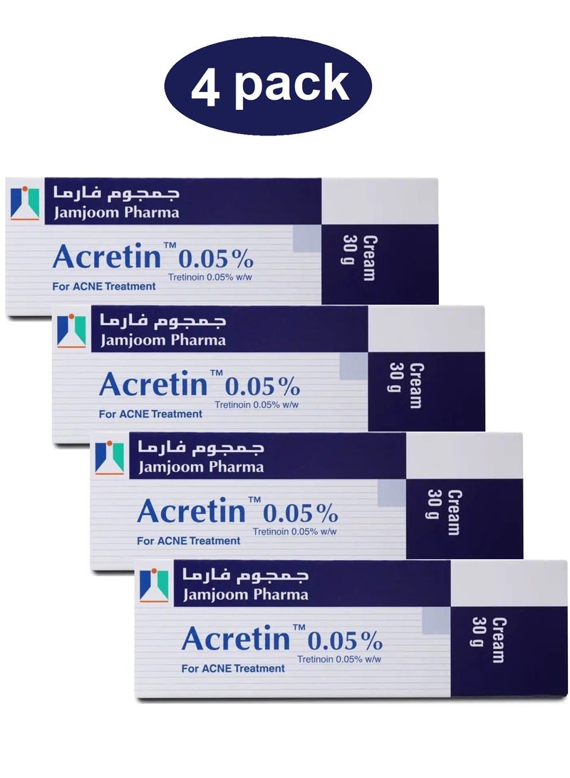جمجوم فارما مجموعة من 4 عبوات كريم العناية بالبشرة أكريتين 0.05% علاج متكامل والحل الأمثل والنهائي لحب الشباب ومشاكل الجلد والبشرة 30 جم - Image 1