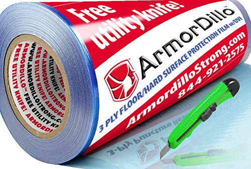 ArmorDillo New 3Ply Strong Easy to Use Hardwood Floor Hard Surface Protection Film 36 x 200 Asteroid ProofProbably
