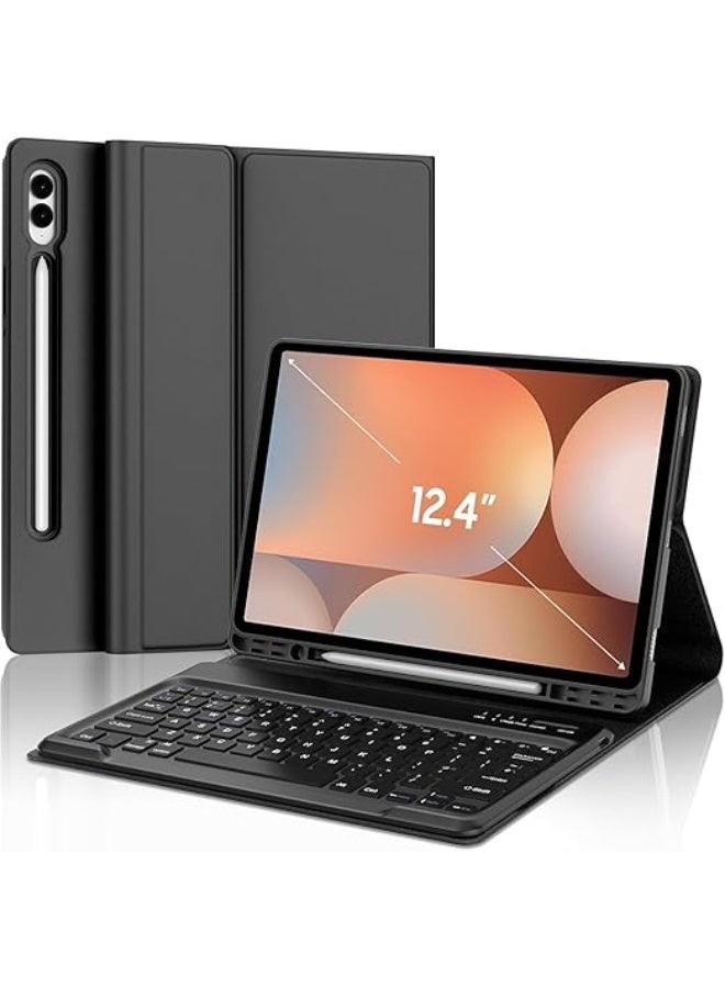 Bluetooth Keyboard Case for Samsung Galaxy Tab S9 FE Plus 12.4 inch (2023 Release), Keyboard Cover, Removable Bluetooth Keyboard for Samsung Tab S9 FE Plus 12.4 inch (Black)