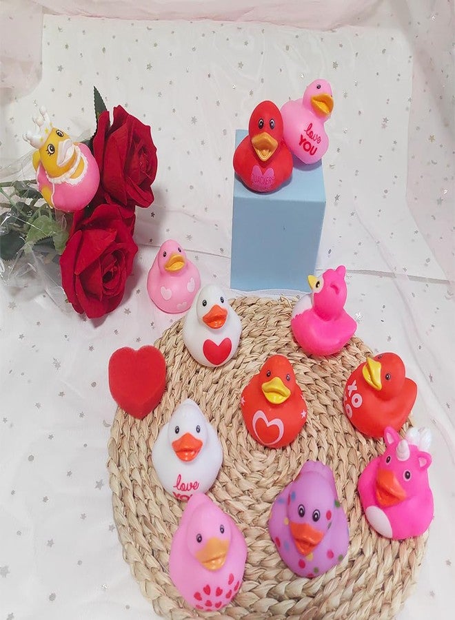 WAMSOLE 15 Pcs Assorted Rubber Ducks Pink Heart Ducks, Valentine's Day Bath Toys for Kids, Baby Showers, Classroom Incentives - Image 2