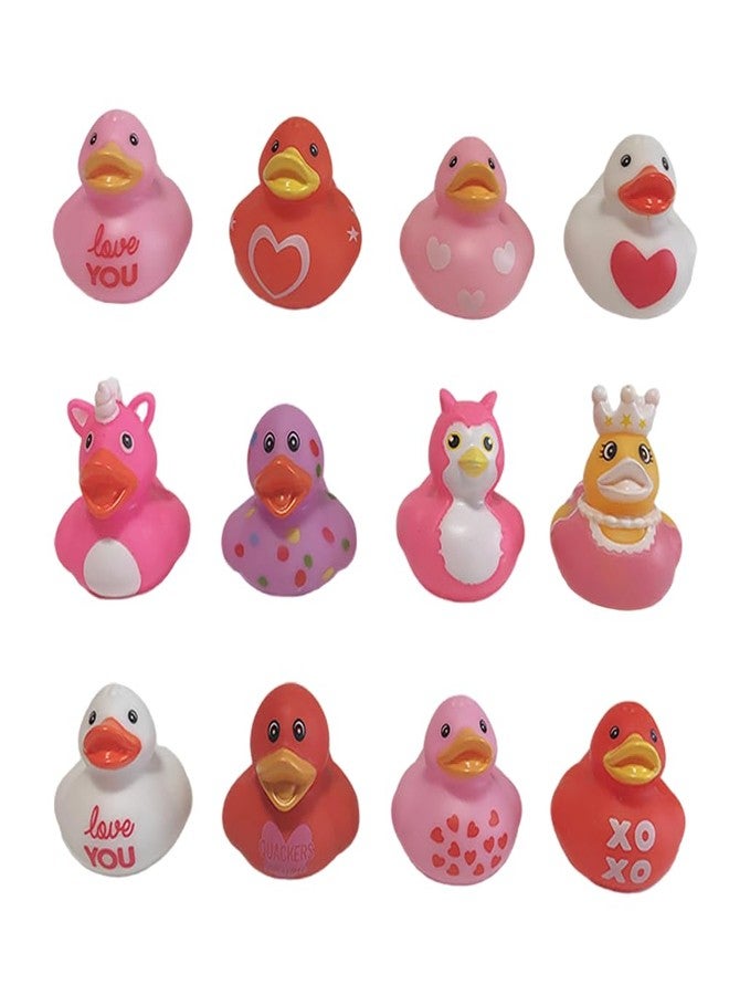 WAMSOLE 15 Pcs Assorted Rubber Ducks Pink Heart Ducks, Valentine's Day Bath Toys for Kids, Baby Showers, Classroom Incentives - Image 1