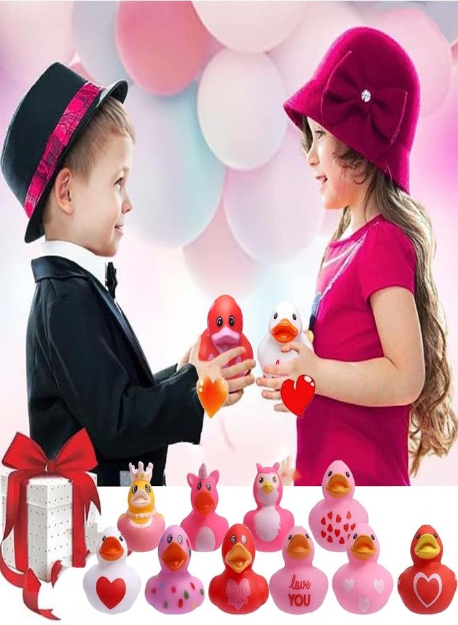 WAMSOLE 15 Pcs Assorted Rubber Ducks Pink Heart Ducks, Valentine's Day Bath Toys for Kids, Baby Showers, Classroom Incentives - Image 4
