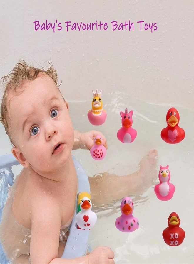 WAMSOLE 15 Pcs Assorted Rubber Ducks Pink Heart Ducks, Valentine's Day Bath Toys for Kids, Baby Showers, Classroom Incentives - Image 5