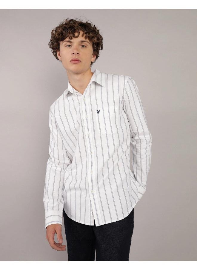American Eagle AE Everyday Striped Oxford Button-Up Shirt  - Image 1