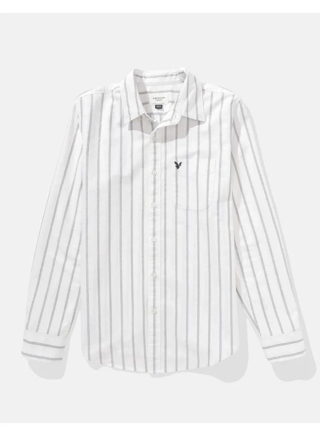 American Eagle AE Everyday Striped Oxford Button-Up Shirt