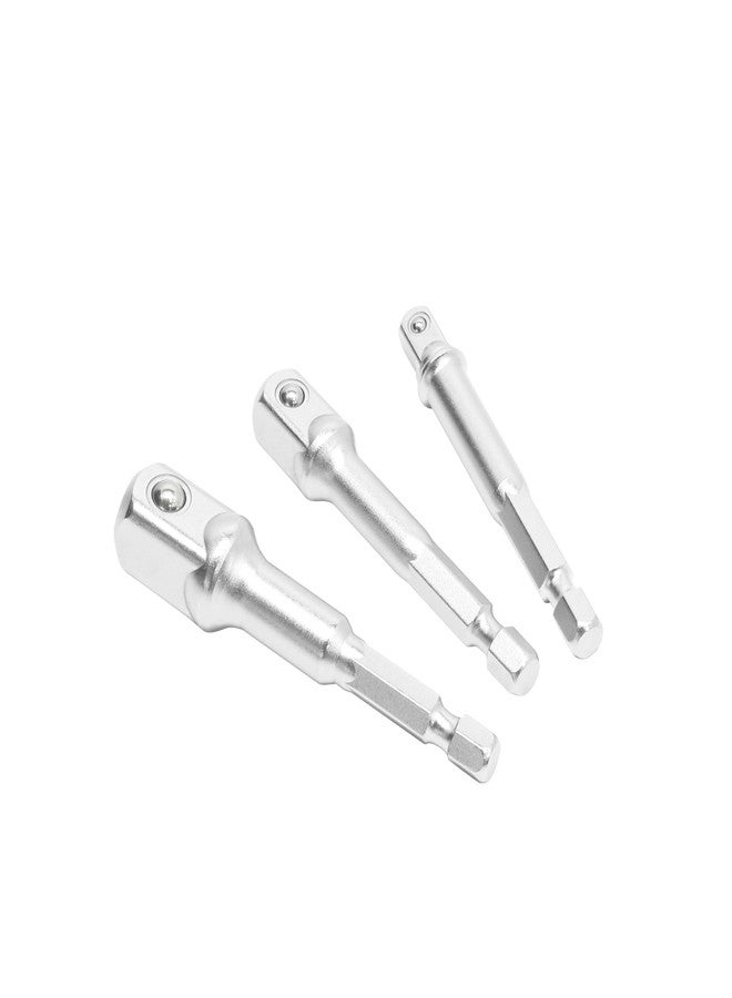 HB 3-Piece Socket Adapter Set AAM001-U | 1/4" Hex Shank Impact Driver Drill Adapters | 1/4", 3/8", 1/2" Drive | Chrome Vanadium Steel with Spring-Loaded Detent Ball | Professional Tools Made in Taiwan - Image 1