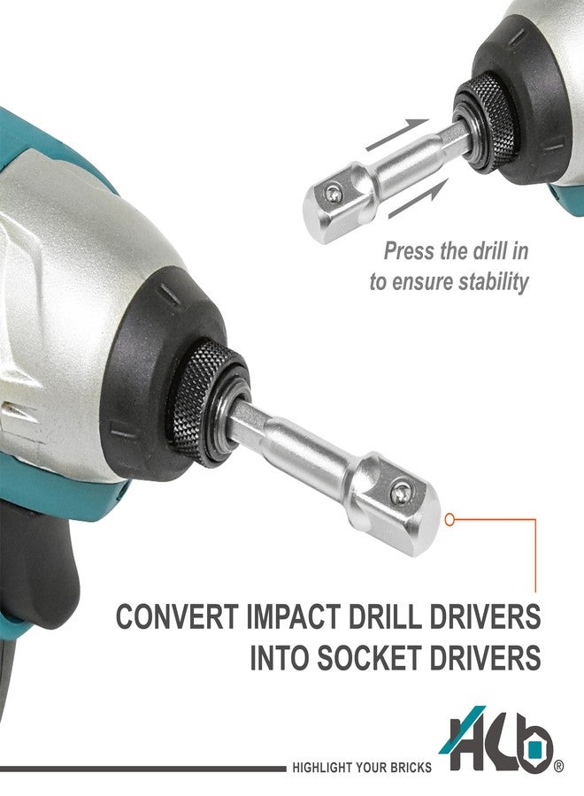 HB 3-Piece Socket Adapter Set AAM001-U | 1/4" Hex Shank Impact Driver Drill Adapters | 1/4", 3/8", 1/2" Drive | Chrome Vanadium Steel with Spring-Loaded Detent Ball | Professional Tools Made in Taiwan - Image 5