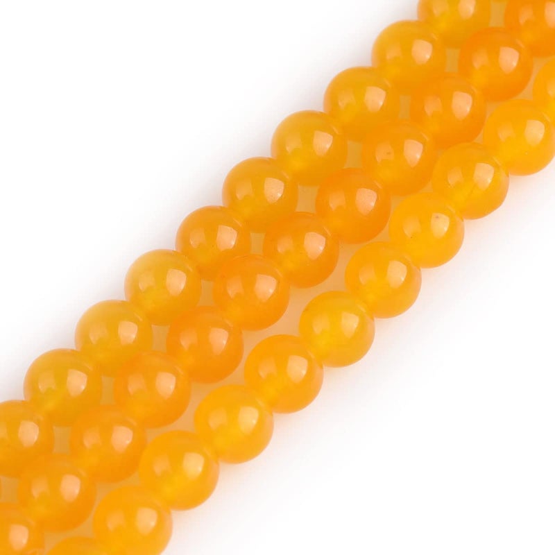 JOE FOREMAN 6mm Yellow Jade Round Natural Stone Beads for Jewelry Making Strand 15 Beaded Semi Precious Gemstone DIY Handmade Craft Supplies