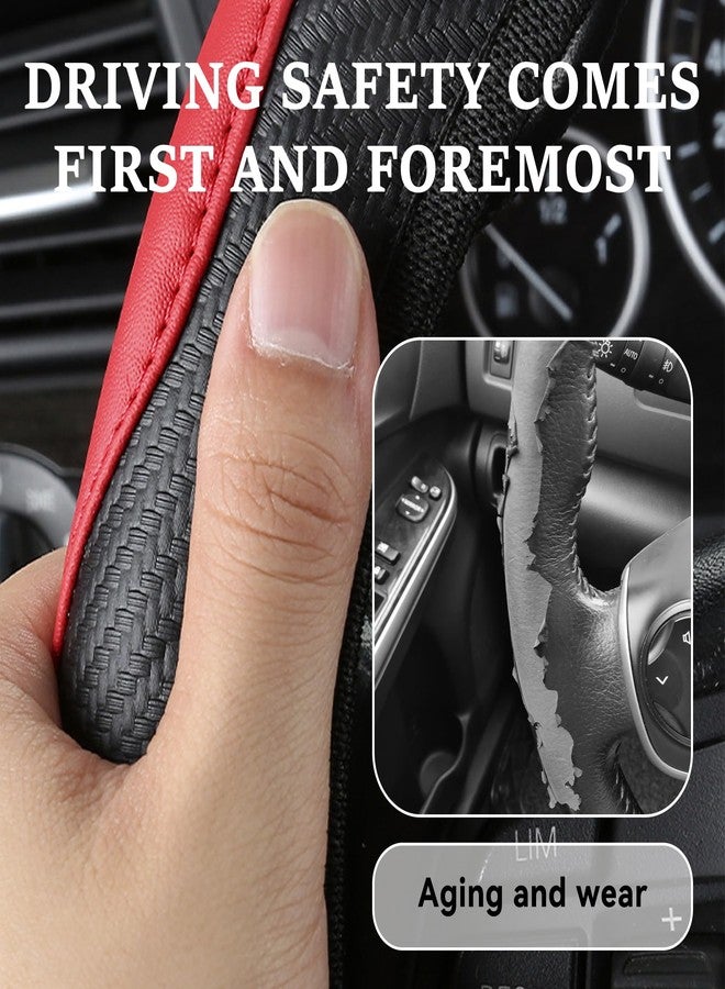 Tioollev Car Steering Wheel Cover, 15 inch Carbon Fiber Microfiber PU Leather Elastic Steering Wheel Protector for Men Women, Universal Durable Car Decorative Fit for Most Cars, Trucks, SVU (Black) - Image 4