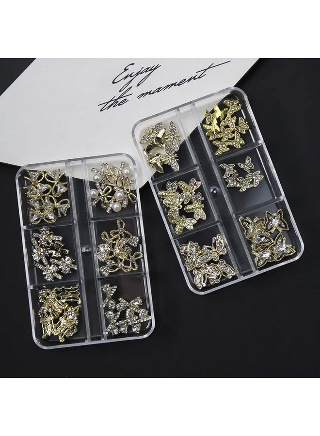 JERCLITY 30 Pieces 3D Luxury Alloy Gold Bow Nail Charms with Glitter Rhinestone Pearl Flat Back Cross Nail Charms Crown Bowknot Nail Charms Studs Nail Jewelry Accessories for Nail Art Decorations - Image 4
