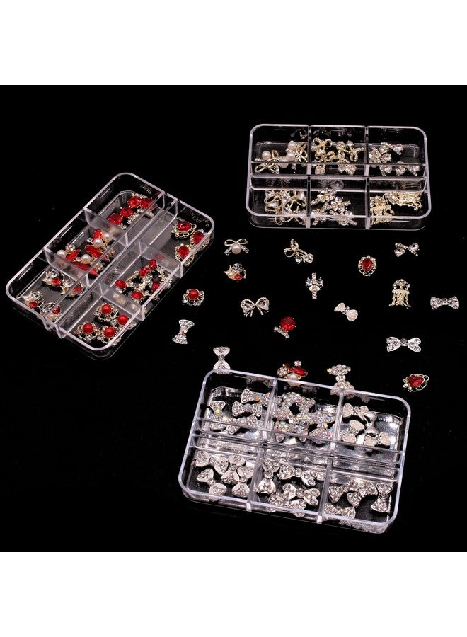 JERCLITY 30 Pieces 3D Luxury Alloy Gold Bow Nail Charms with Glitter Rhinestone Pearl Flat Back Cross Nail Charms Crown Bowknot Nail Charms Studs Nail Jewelry Accessories for Nail Art Decorations - Image 5