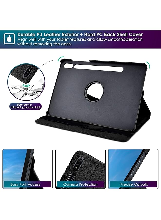 إيروريكس حافظة متوافقة مع جهاز Samsung Galaxy Tab S10 Ultra Tab S9 Ultra مقاس 14.6 بوصة، غطاء رفيع متعدد الزوايا يدور 360 درجة مع خاصية الاستيقاظ التلقائي والنوم، مصنوع من جلد البولي يوريثان، ظهر صلب مقاوم للصدمات، أسود - Image 3