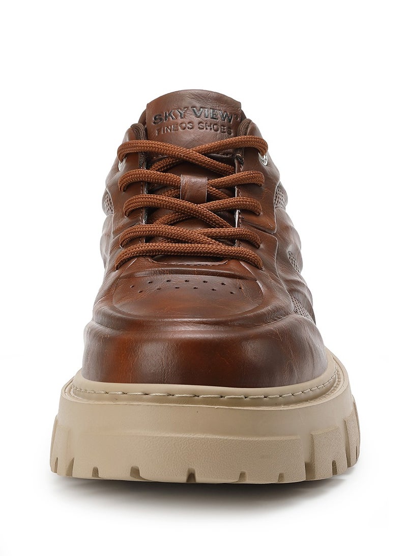 Sky View SKY VIEW Men's Fashion Shoes Low Top Platform Light Martin Boots Casual Athletic Hiking Shoes Chunky Walking Sneakers For Men Brown-03  - Image 3