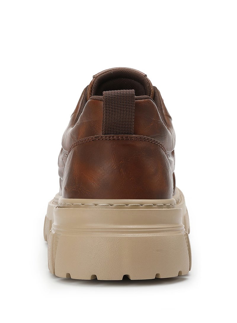 Sky View SKY VIEW Men's Fashion Shoes Low Top Platform Light Martin Boots Casual Athletic Hiking Shoes Chunky Walking Sneakers For Men Brown-03  - Image 4