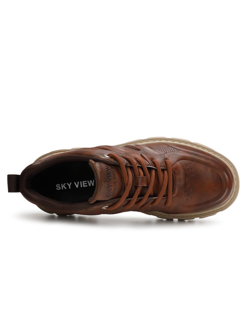 Sky View SKY VIEW Men's Fashion Shoes Low Top Platform Light Martin Boots Casual Athletic Hiking Shoes Chunky Walking Sneakers For Men Brown-03  - Image 5