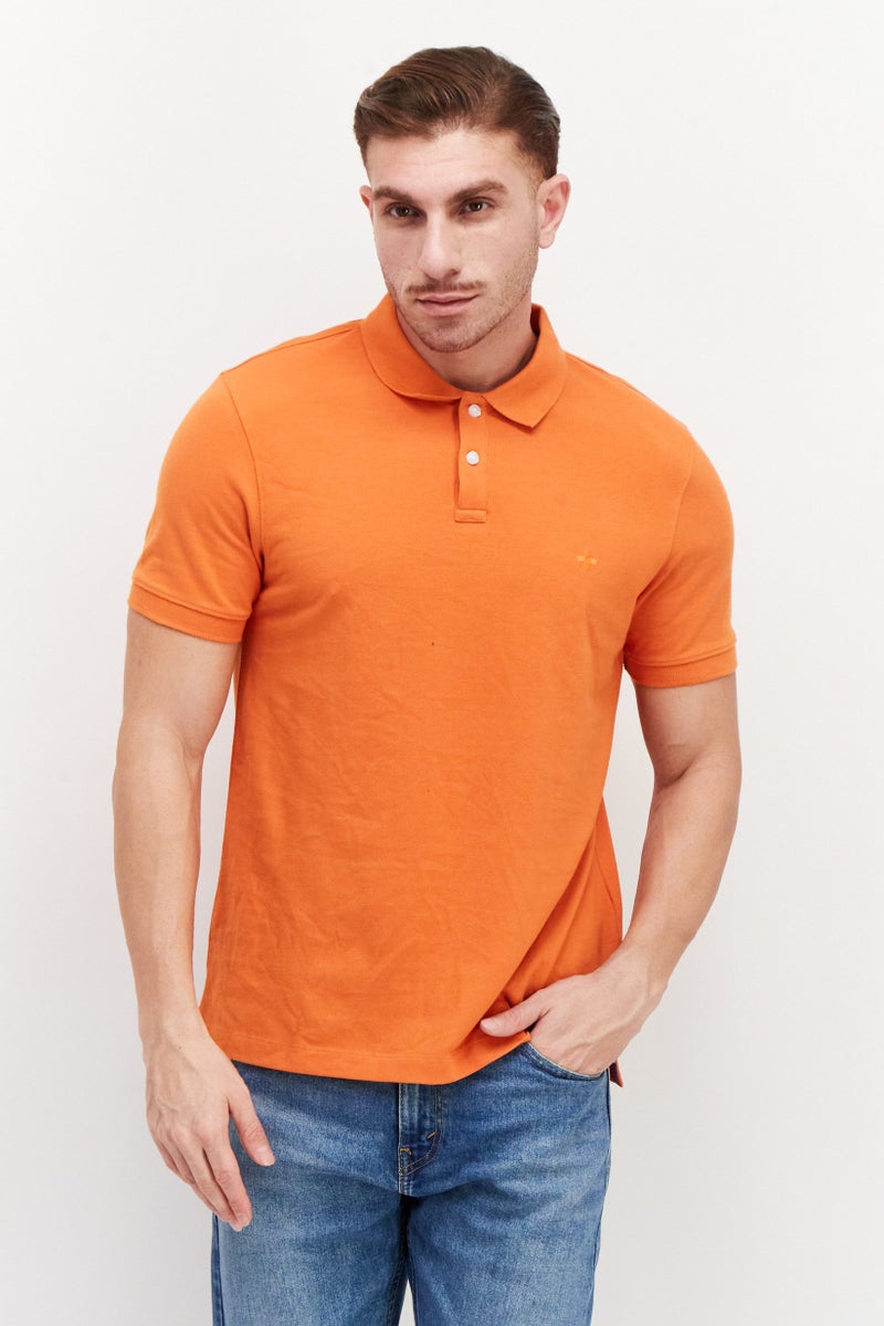 VINCE CAMUTO قمصان بولو قصيرة الأكمام مزخرفة للرجال بتصميم عادي، برتقالي - Image 1