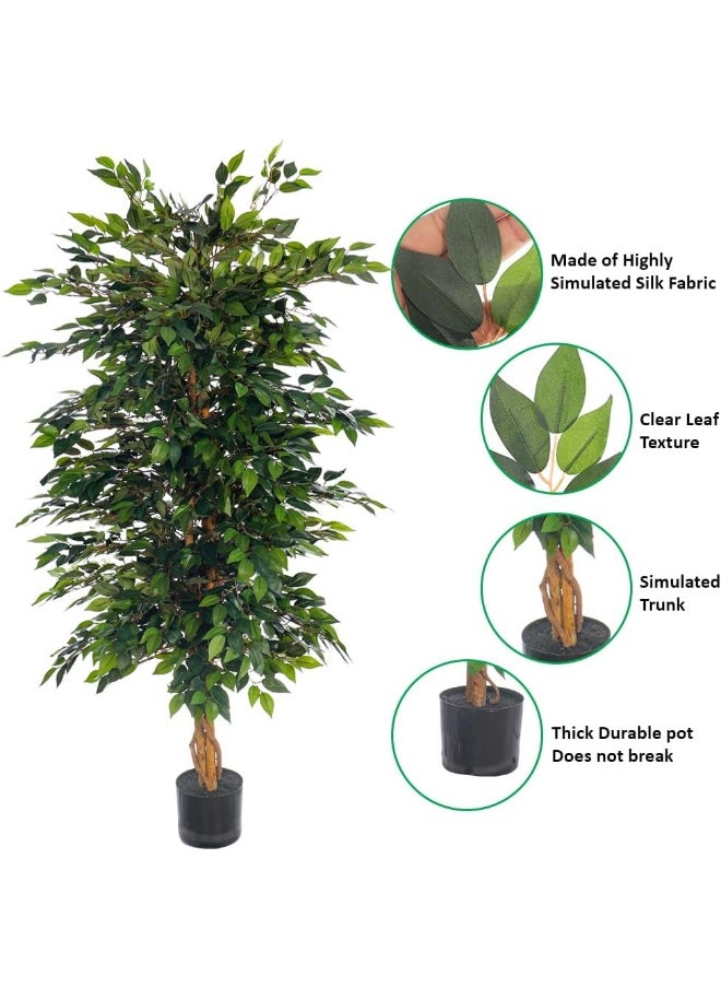 Yatai - YATAI DECOR Nearly Natural Artificial Ficus Plant Ficus Tree Fake Plant with Plastic Pot & Moss Grass for Home Garden Decoration – Fake Tree – Artificial Plants (150 Cm) - Image 1