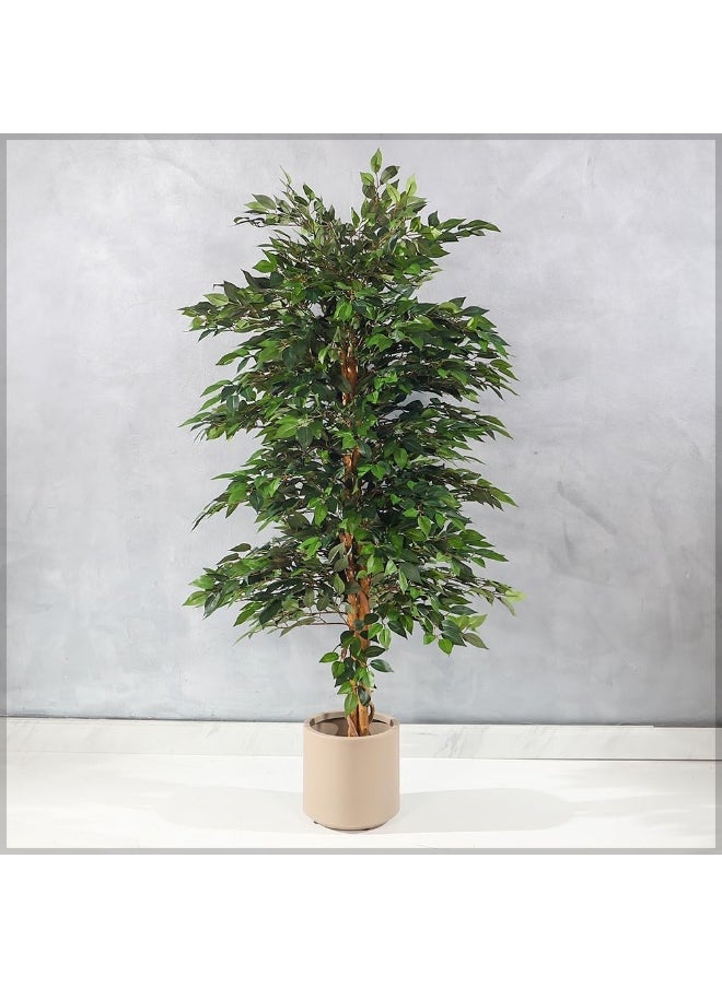 Yatai - YATAI DECOR Nearly Natural Artificial Ficus Plant Ficus Tree Fake Plant with Plastic Pot & Moss Grass for Home Garden Decoration – Fake Tree – Artificial Plants (150 Cm) - Image 1