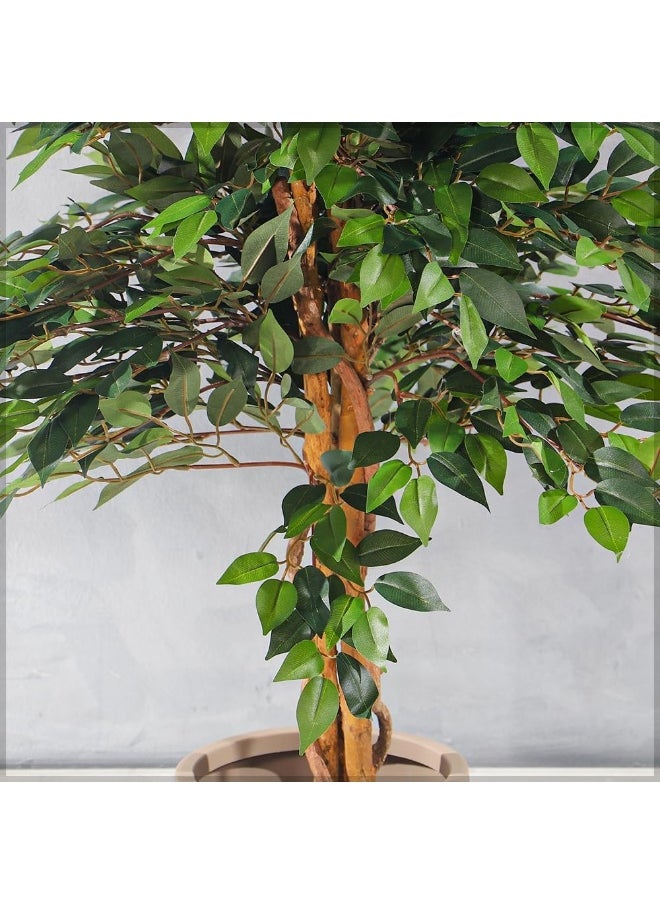 Yatai - YATAI DECOR Nearly Natural Artificial Ficus Plant Ficus Tree Fake Plant with Plastic Pot & Moss Grass for Home Garden Decoration – Fake Tree – Artificial Plants (150 Cm) - Image 1