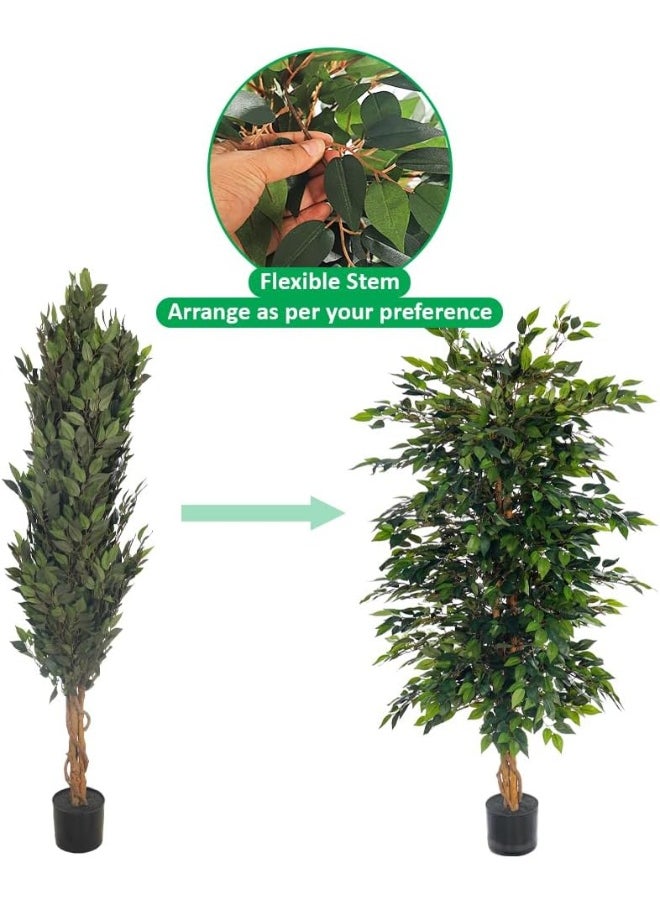 Yatai - YATAI DECOR Nearly Natural Artificial Ficus Plant Ficus Tree Fake Plant with Plastic Pot & Moss Grass for Home Garden Decoration – Fake Tree – Artificial Plants (150 Cm) - Image 1