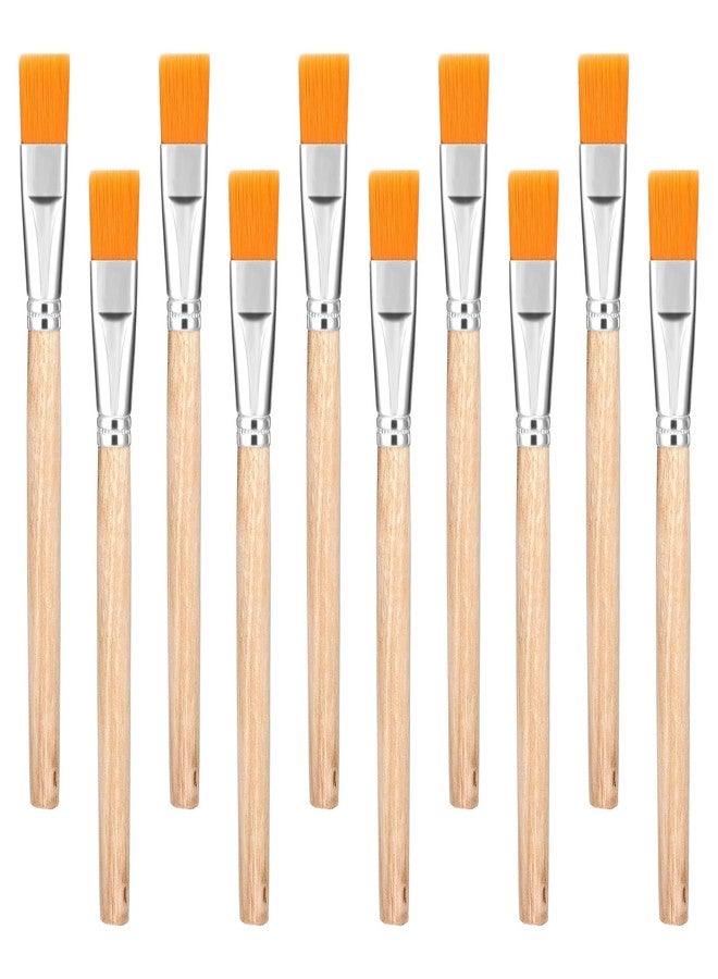 simarro 10Pcs Flat Paint Brushes, Wood Paint Small Brush Artist Craft Watercolor Brushes Bulk for Acrylic Watercolor Oil Detail Painting Face Body Art DIY - Image 1