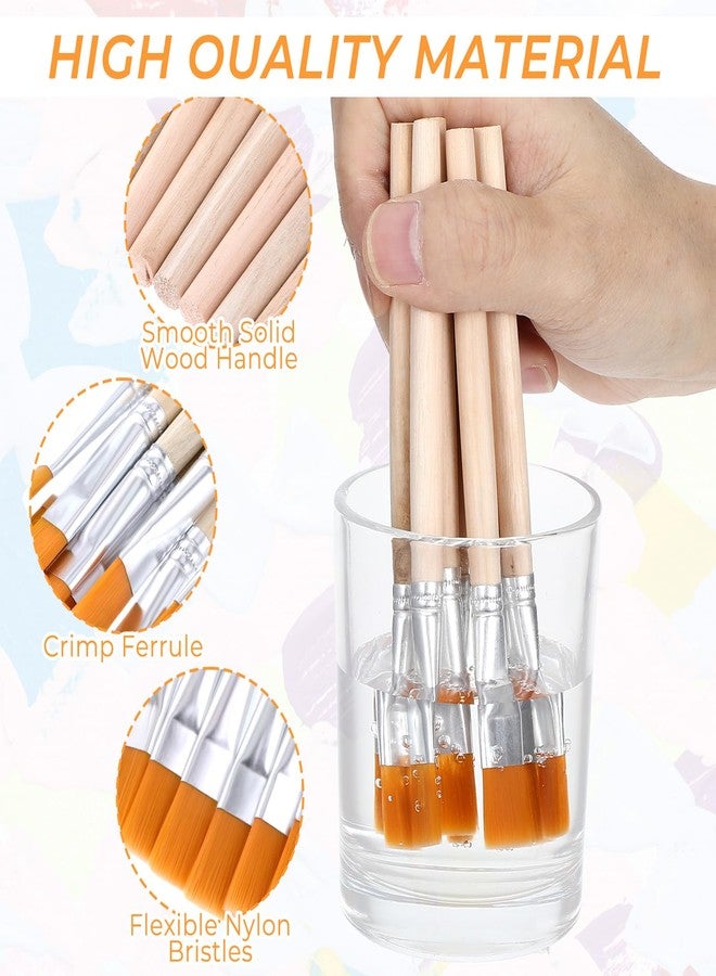 simarro 10Pcs Flat Paint Brushes, Wood Paint Small Brush Artist Craft Watercolor Brushes Bulk for Acrylic Watercolor Oil Detail Painting Face Body Art DIY - Image 3