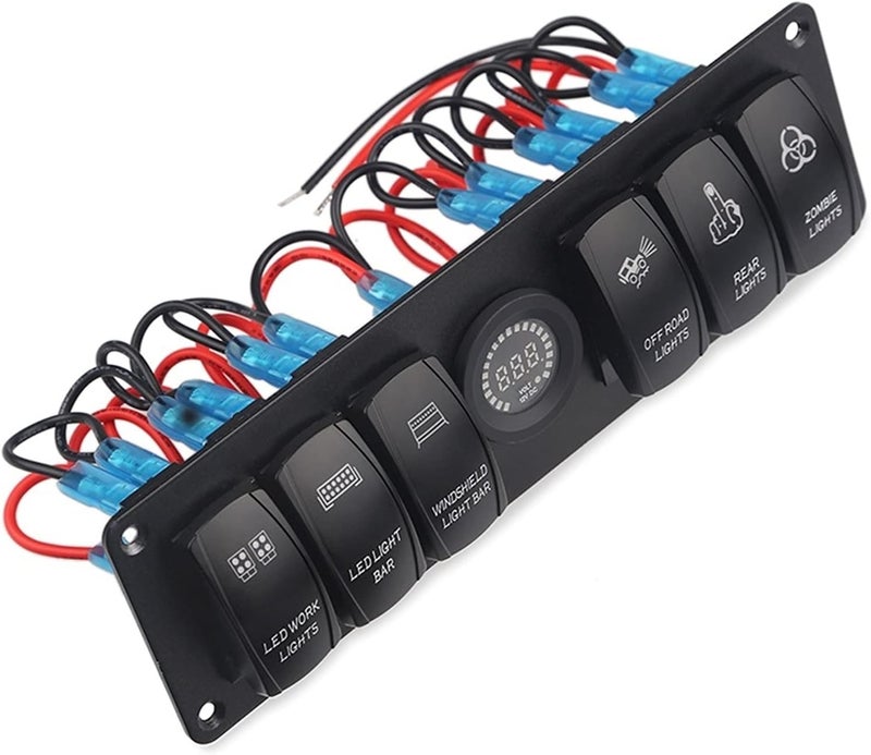 Wivplex 6 Gang Rocker Switch Panel for Marine and Automotive - Image 1