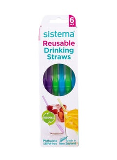 sistema Sistema Reusable Drinking Straws, made with durable plastic, smart split straws for convenient storage, Dishwasher safe and Phthlate & BPA Free, 6 Pcs , Made In New Zealand  - Image 1